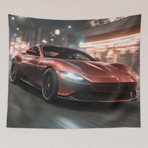 Item preview, Ferrari Roma Illustration Wall Art Poster designed and sold by AutoPopStudio.