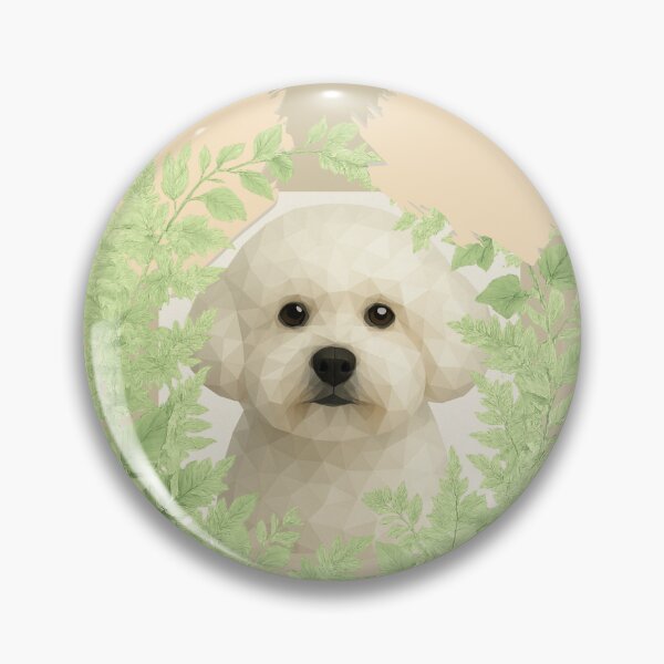 Item preview, “Geometric Bichon Frise with Botanical Wreath – Beige Background” designed and sold by GeoWild Designs.