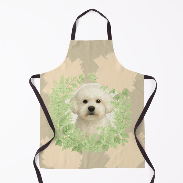 Item preview, “Geometric Bichon Frise with Botanical Wreath – Beige Background” designed and sold by GeoWild Designs.