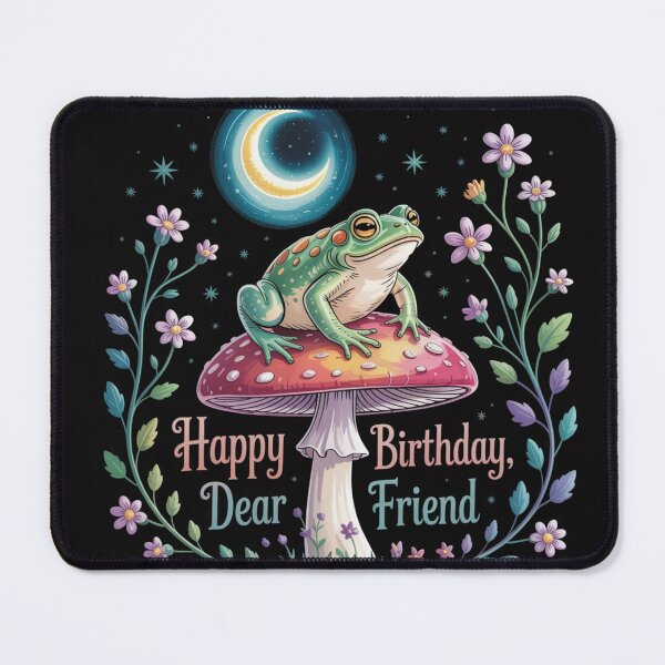 Item preview, Frog on the Enchanted Mushroom – Friendly Birthday Greeting designed and sold by FusiTink.