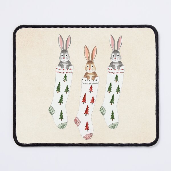 Item preview, Bunny Stockings Coquette Christmas Watercolor designed and sold by Magnolia Valley Art.