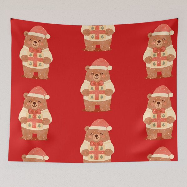 Item preview, Cute Christmas Bear with Gift – Holiday Winter Illustration designed and sold by wanderbloomm.