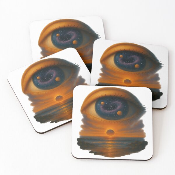 Item preview, Giant Eye with a Cosmic Pupil over Ocean Sunset designed and sold by FunnySignalStudio.