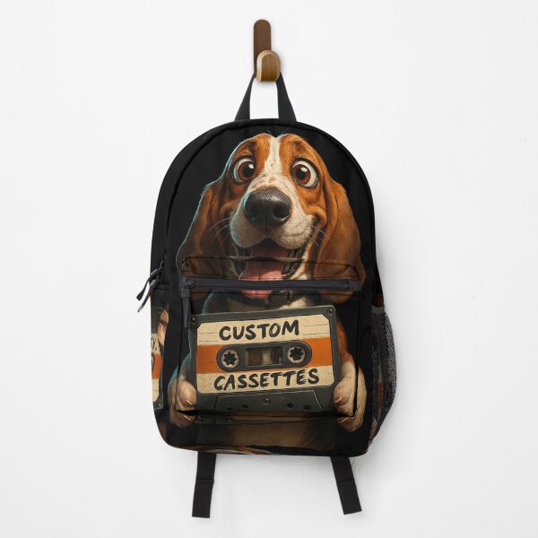Item preview, Funny Basset Hound With Custom Cassette | Retro Dog Music Design designed and sold by WHITE FLAME PRINTS.