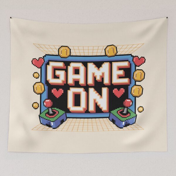 Item preview, Retro Pixel Art “GAME ON” – Arcade Joysticks, Coins, Hearts designed and sold by NewAspect.