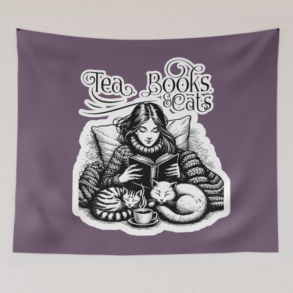 Item preview, Tea, Books, & Cats designed and sold by RainyReads.