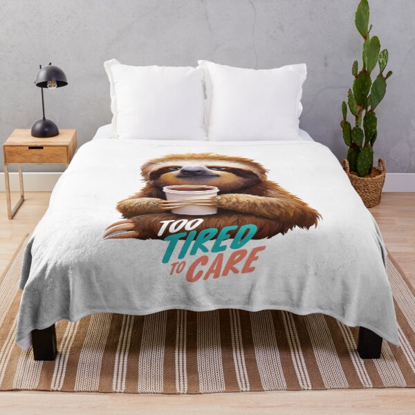 Item preview, Too Tired to Care Funny Sloth Coffee Poster – Lazy Mood Animal Art designed and sold by VisionaryVeils.