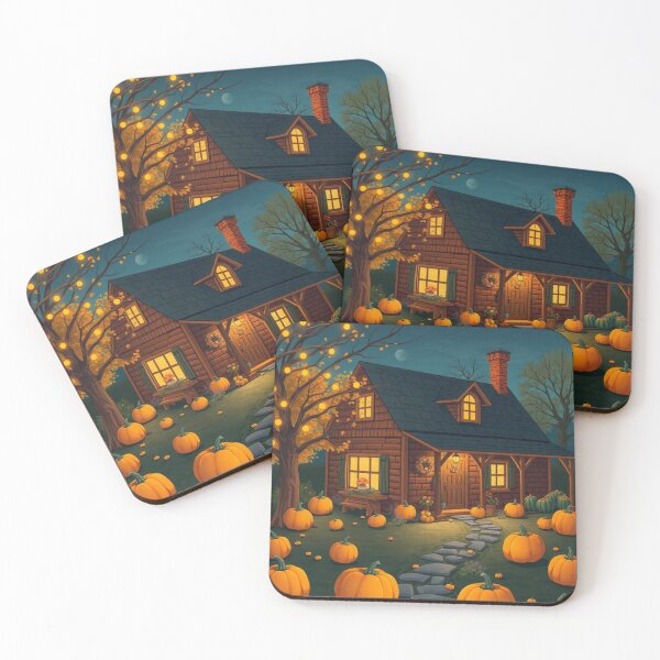 Item preview, Dimly Lit Farmhouse With Pumpkins In The Front Yard designed and sold by Soxybabe12.