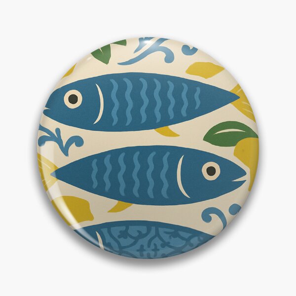 Item preview, Portugual | Portuguese sardines and lemons folk art travel poster designed and sold by Spanish Castles.