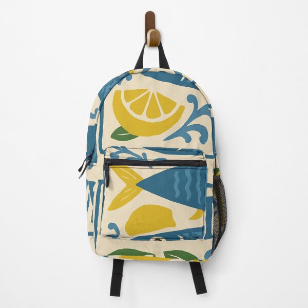 Item preview, Portugual | Portuguese sardines and lemons folk art travel poster designed and sold by Spanish Castles.