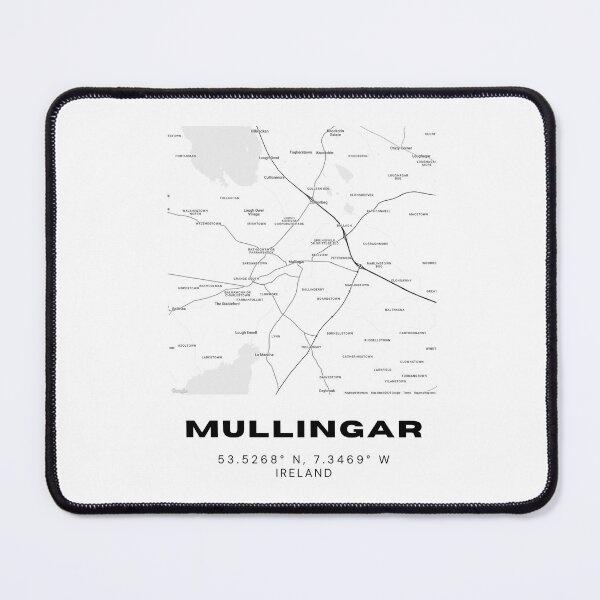 Item preview, Mullingar Ireland Map Print – Minimalist Black & White Coordinates Poster designed and sold by RM-Journey.