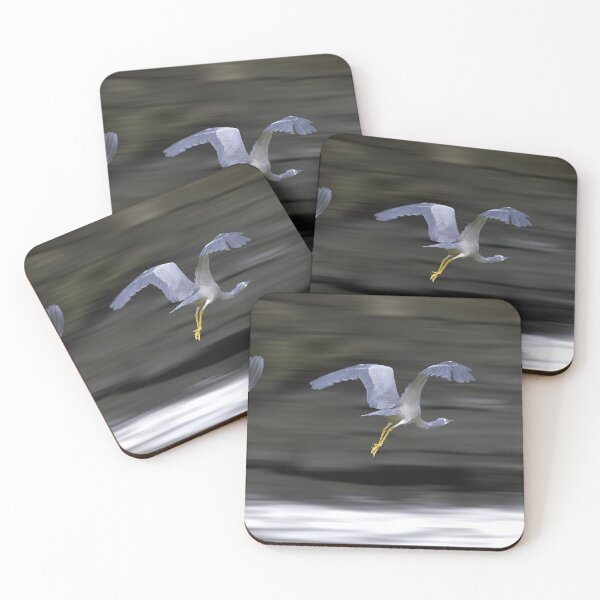 Item preview, A White Faced Herons flying over the flooding weir designed and sold by PixSL Photography and Photo Art.