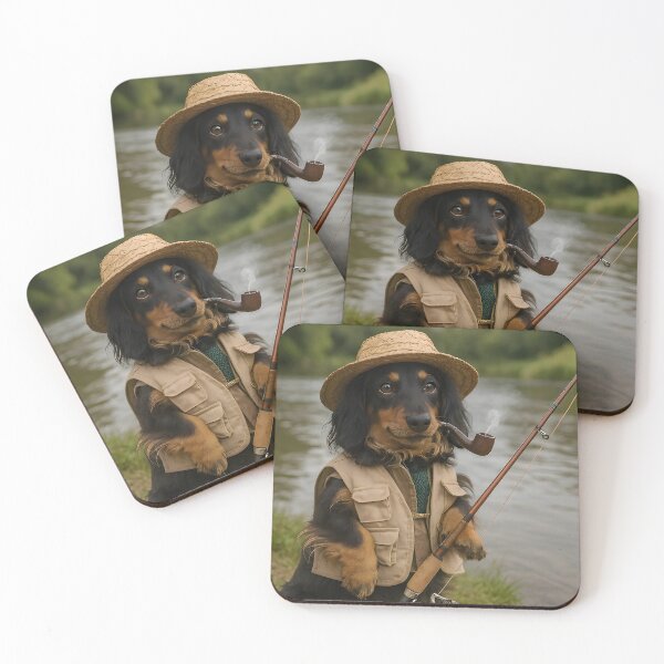 Item preview, Annie the Dachshund Fisherman designed and sold by anniejunoaxie.