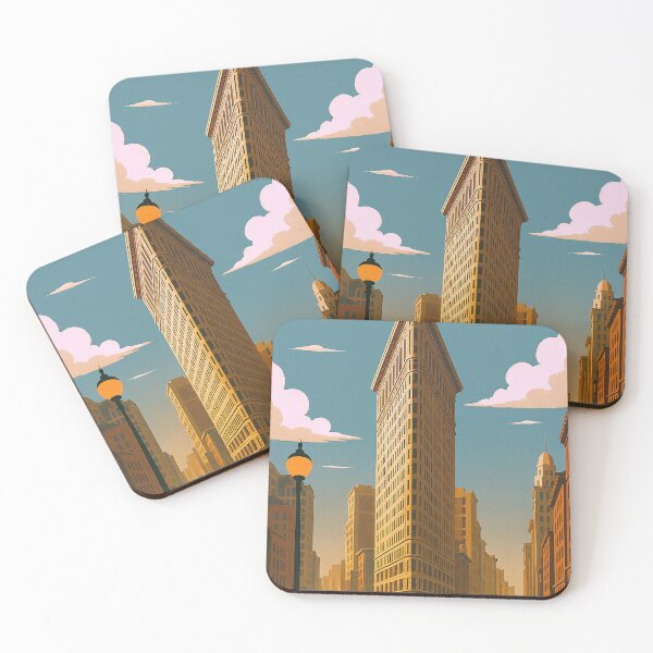 Item preview, New York NYC USA Vintage Travel Poster Minimal Retro Art Poster Flatiron Building designed and sold by artra-shop.