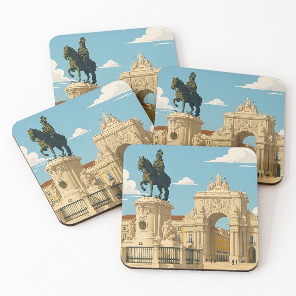 Item preview, Lisbon Portugal Vintage Travel Poster Minimal Retro Art Poster Praça do Comércio designed and sold by artra-shop.