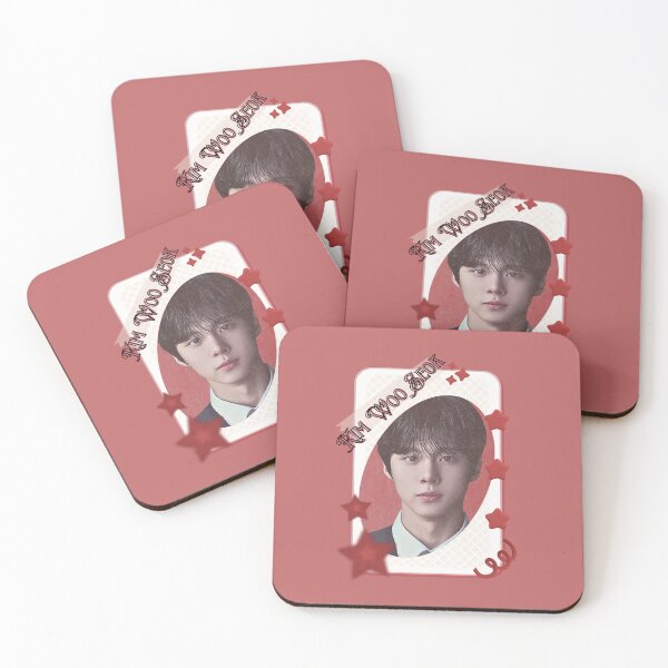 Item preview, Kim Woo-seok Kpop Solo Artist Card Red Aesthetic Collage Design designed and sold by AJUNICE STUDIO.