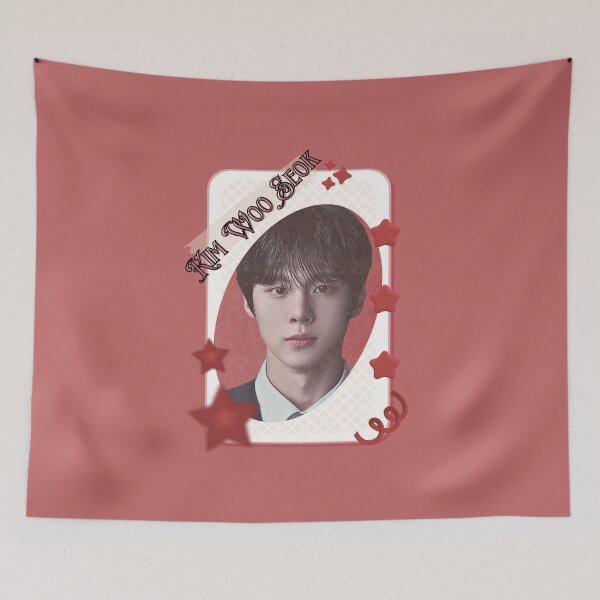 Item preview, Kim Woo-seok Kpop Solo Artist Card Red Aesthetic Collage Design designed and sold by AJUNICE STUDIO.