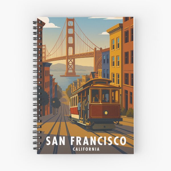 Item preview, San Francisco California USA Vintage Travel Poster Minimal Retro Art Poster Golden Gate Bridge Cable Car designed and sold by artra-shop.
