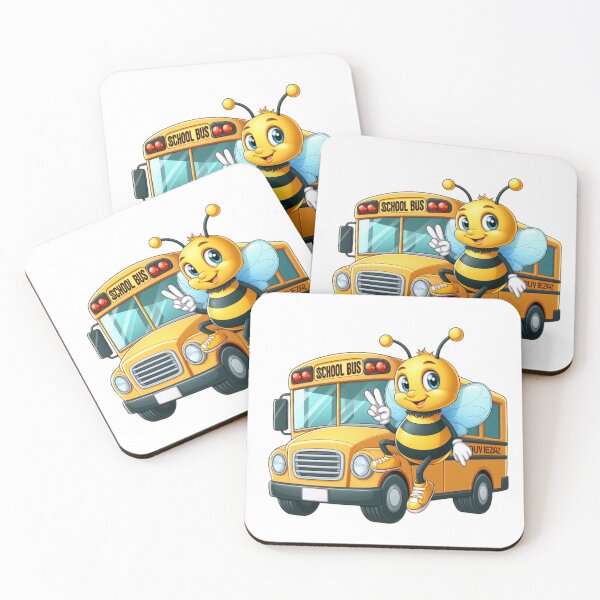 Item preview, Smart bee next to a school bus designed and sold by JonysCreativeDesigns.