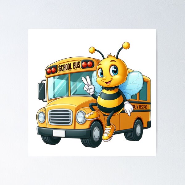 Item preview, Smart bee next to a school bus designed and sold by JonysCreativeDesigns.