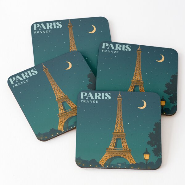 Item preview, Paris France Vintage Travel Poster Minimal Retro Art Night Eiffel Tower 3 designed and sold by artra-shop.