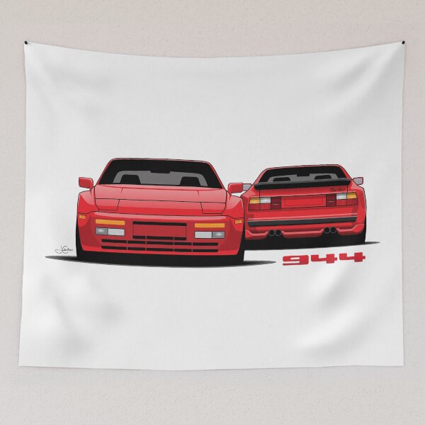 Item preview, Porsche 944 turbo Front rear retro Red Illustration designed and sold by blackdogshop.