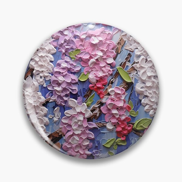 Artikelvorschau, Rosa und weißer floraler Impasto-Stil auf Blau entworfen und verkauft von DEC02.