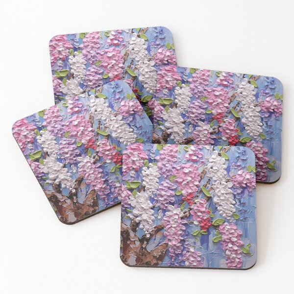 Item preview, Pink And White Floral Impasto-Style On Blue designed and sold by DEC02.