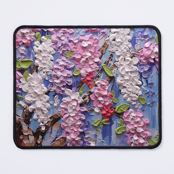 Artikelvorschau, Rosa und weißer floraler Impasto-Stil auf Blau entworfen und verkauft von DEC02.