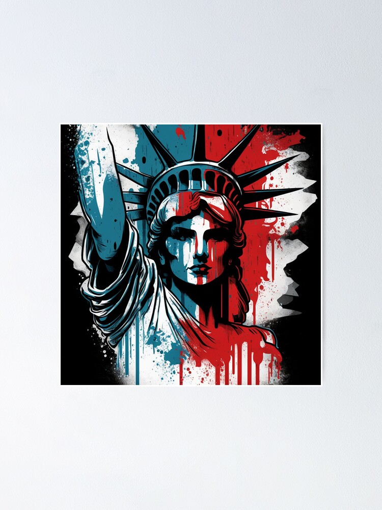 Lady Liberty - Statue of Liberty - Art Deco Inspired - RED WHITE