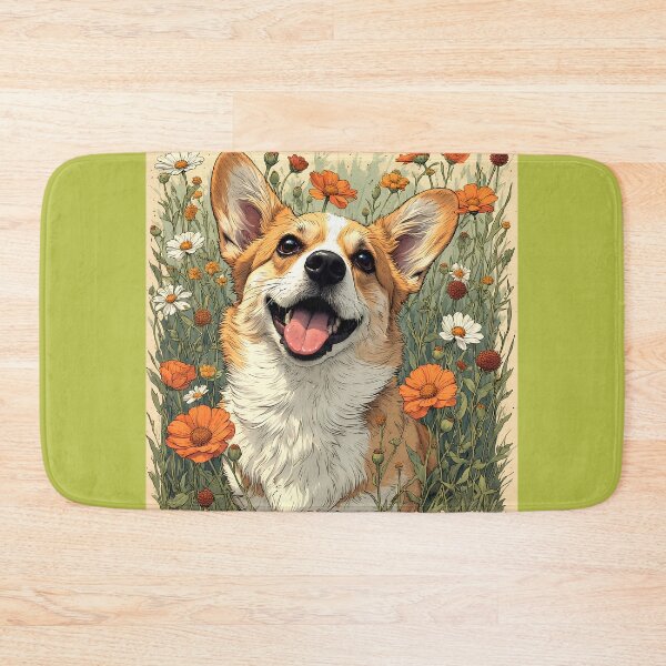 Item preview, A corgi dog among mysterious flowers. designed and sold by Natalia-Vlad.
