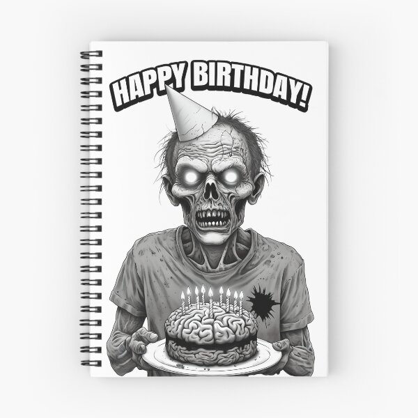 Item preview, Zombie with Brain Birthday Cake - Happy Birthday designed and sold by NightTimeJ.