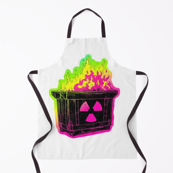 Aperçu de l'œuvre Autocollant néon radioactif en cas d'incendie dans une benne à ordures – Autocollant Vaporwave Chaos Hazard créée et vendue par Line Designs By Duck.