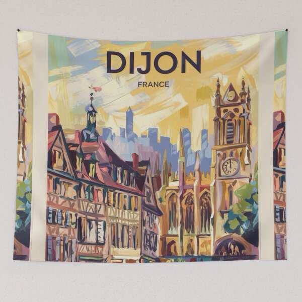 Item preview, Vibrant Dijon: Artistic French Cityscape Travel Art Poster  designed and sold by CARRAANN.