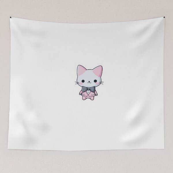 Item preview, Kawaii Pink Tuxedo Cat Sticker – Cute Dapper Kitty with Bow Tie designed and sold by Line Designs By Duck.