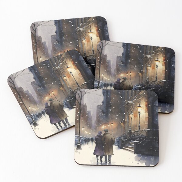 Item preview, WATERCOLOR ART - Snowy Streets on Lex designed and sold by CleverCulture.