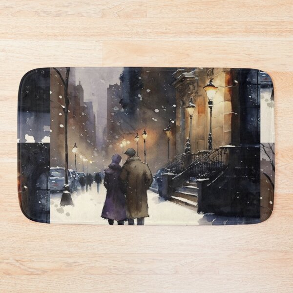 Item preview, WATERCOLOR ART - Snowy Streets on Lex designed and sold by CleverCulture.