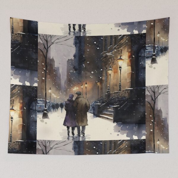 Item preview, WATERCOLOR ART - Snowy Streets on Lex designed and sold by CleverCulture.