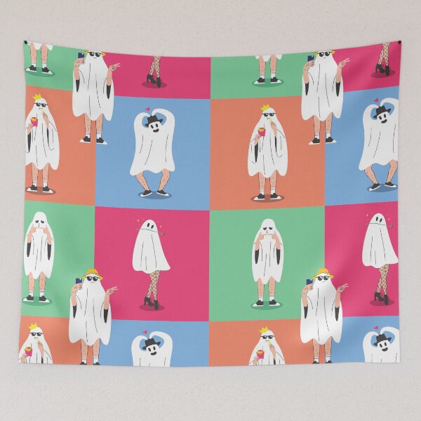 Item preview, ghost halloween colorblock ghouls funny designed and sold by Gossip Rag.