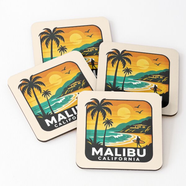 Item preview, Malibu, California - Coastline Sunset, Surfer designed and sold by Myra365Art.