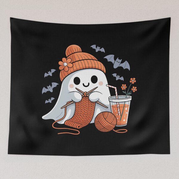 Item preview, Cute Ghost crochet knitting Lovers Halloween Coffee designed and sold by brynatshop.