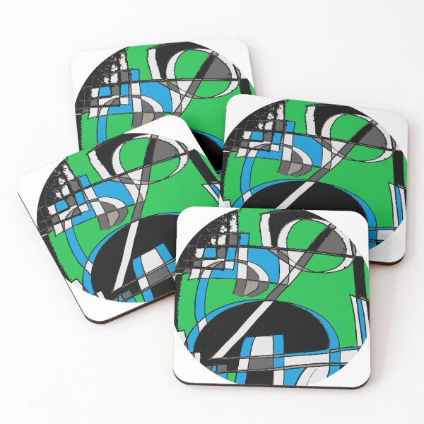 Item preview, black and greens round abstract design designed and sold by SmashingDeals.