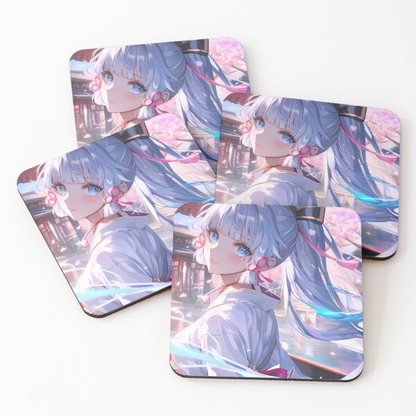 Item preview, Kamisato Ayaka Genshin Impact Anime White Kimono Blue Eyes Cherry Blossoms Light designed and sold by earlobejerk.