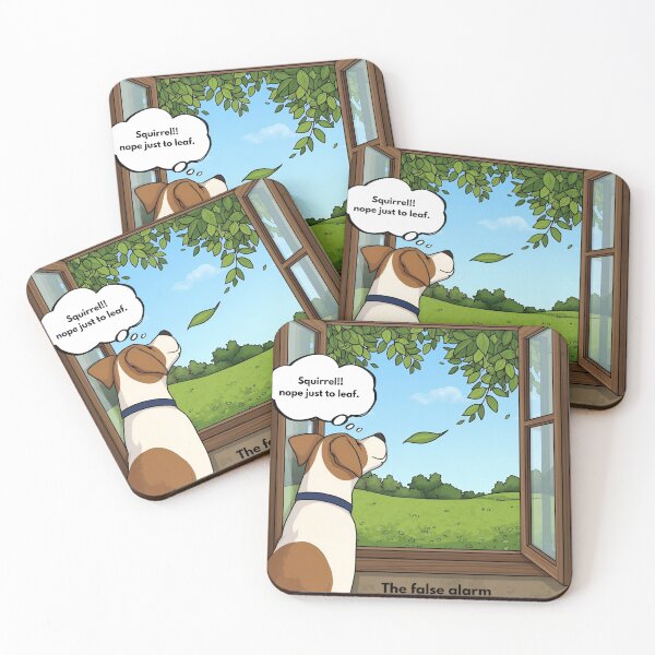 Item preview, “The False Alarm – Funny Dog Watching a Leaf Cartoon” designed and sold by george335555.