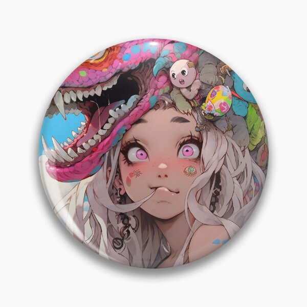 Item preview, Adorable Goofy Anime Girl with Pink Dragon designed and sold by bubblegoth.