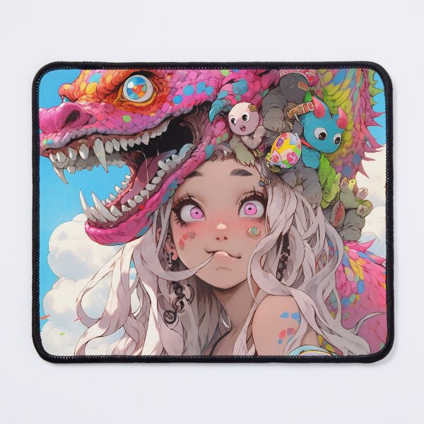 Item preview, Adorable Goofy Anime Girl with Pink Dragon designed and sold by bubblegoth.
