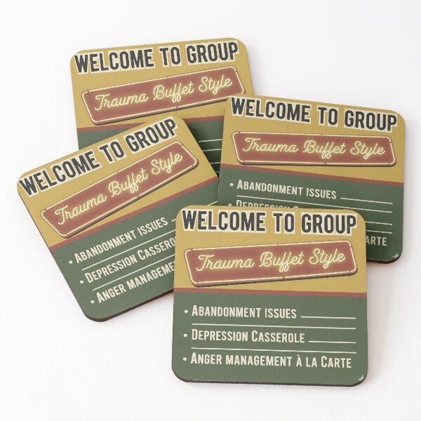 Item preview, Welcome to Group – Trauma Buffet Style (Retro Diner Menu) designed and sold by MoonlitSnare.