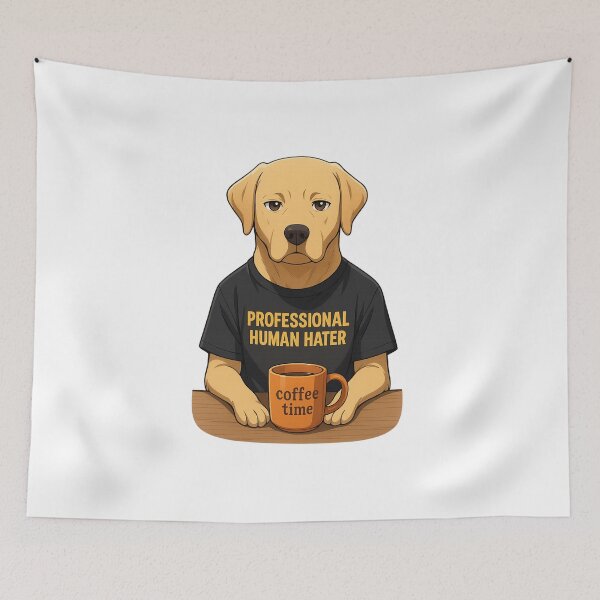 Item preview, Professional Human Hater – Funny Coffee Dog Meme Illustration 1 designed and sold by Apple-Design369.