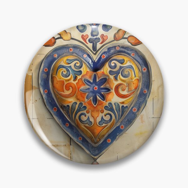 Item preview, Corazón de herencia mexicana-italiana: Impresión artística con diseño de Talavera y mayólica designed and sold by ArgentoArt.