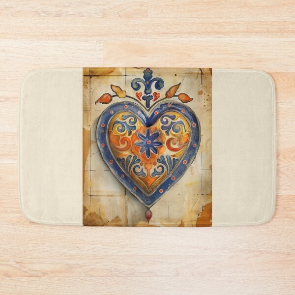 Item preview, Mexican–Italian Heritage Heart – Talavera & Maiolica Pattern Art Print designed and sold by ArgentoArt.